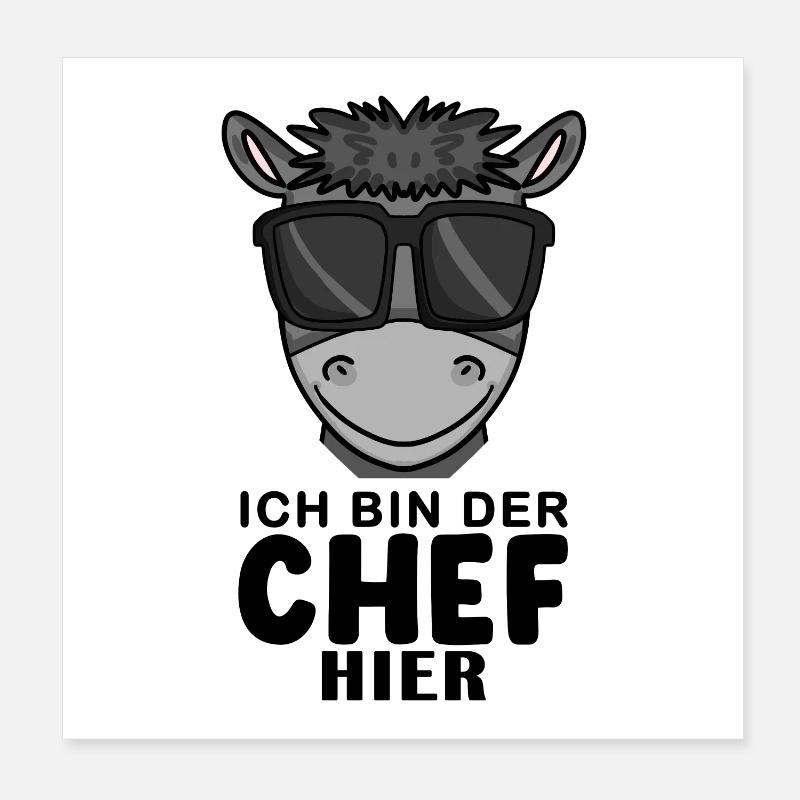 Chef Spruch Anführer Esel Motiv Poster 20x20 cm