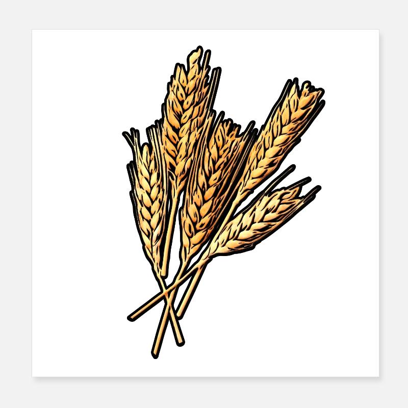 5 épis de blé Poster 20 x 20 cm