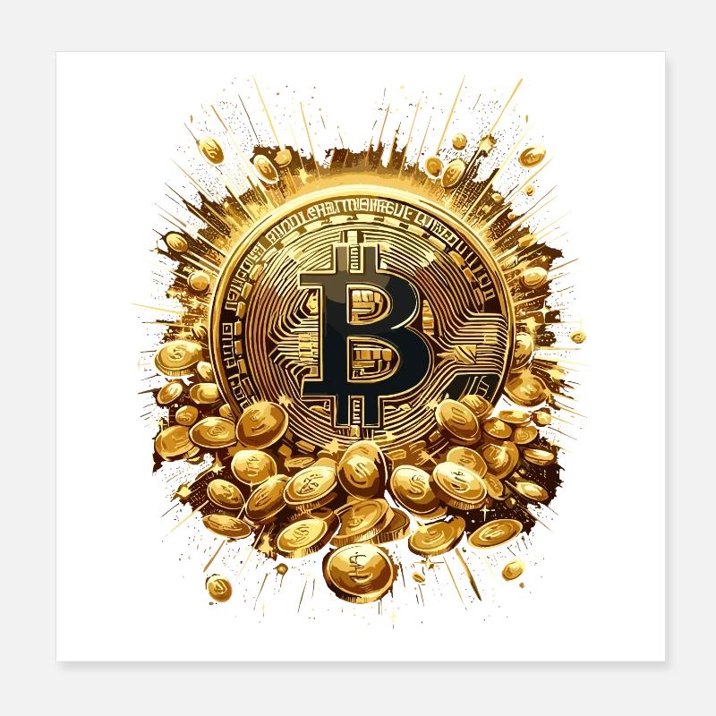 Bitcoin Explosion Krypto Enthusiasten Poster 20x20 cm