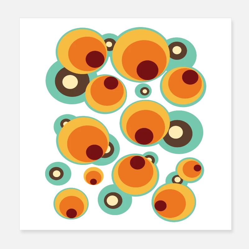 Vintage Mid Century Dot Circle Pattern Poster 8" x 8" (20x20 cm)