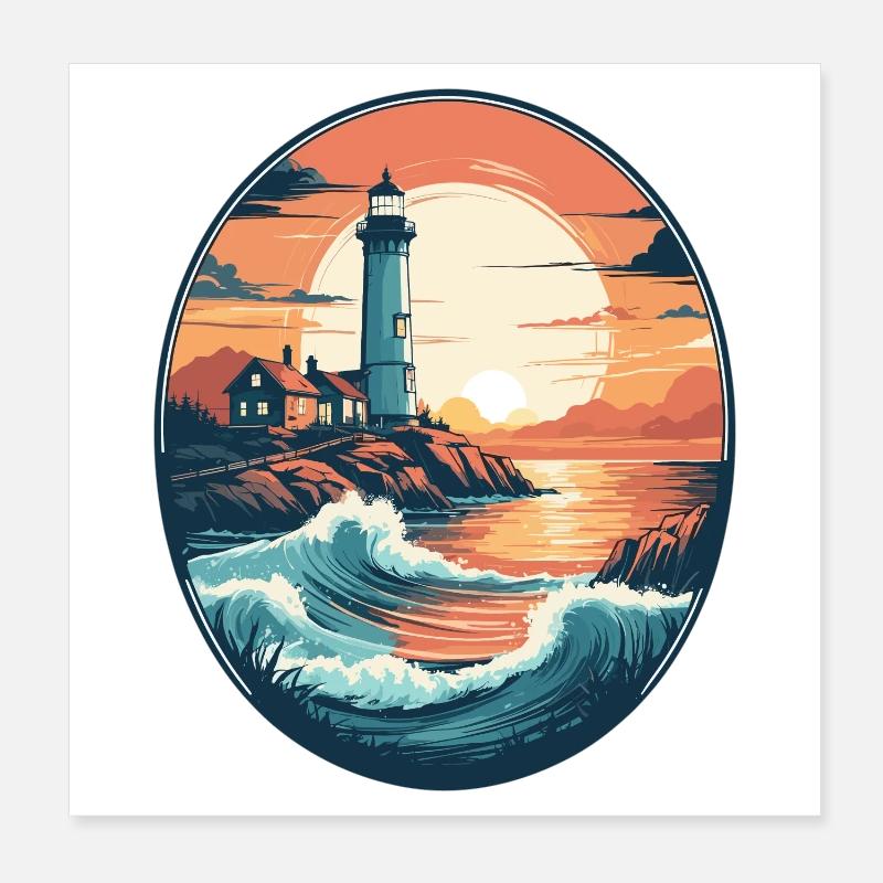 Phare côtier Poster 20 x 20 cm