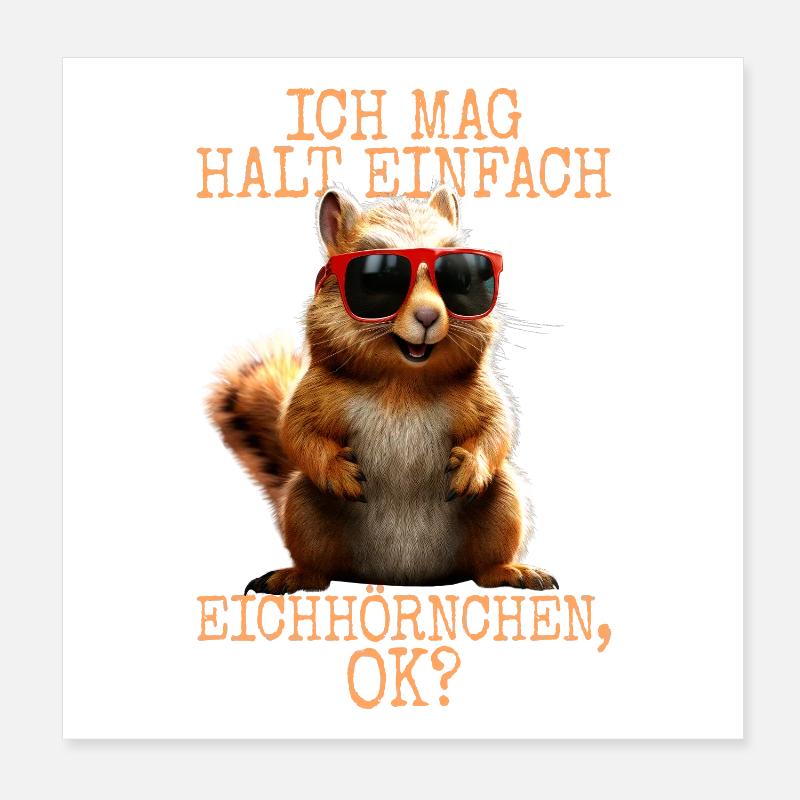 Écureuil J’aime bien les écureuils Poster 20 x 20 cm