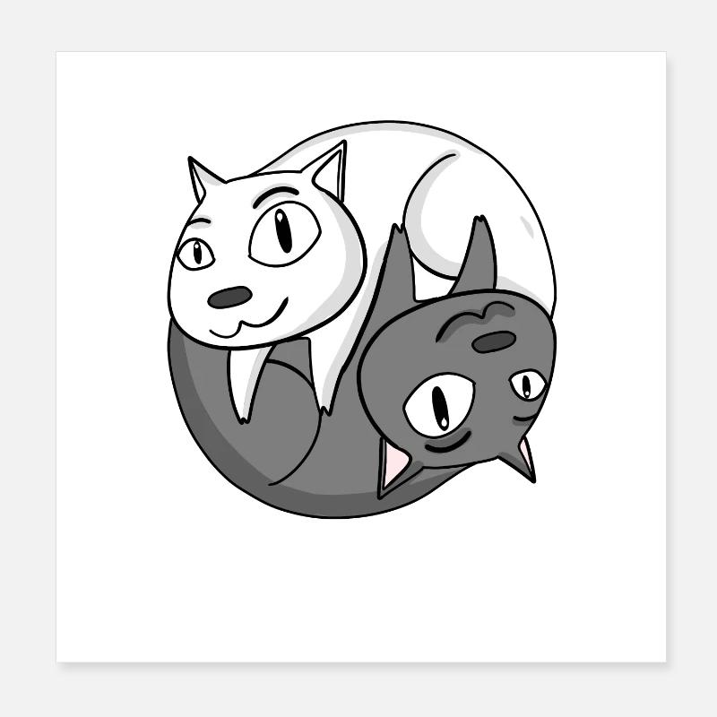 Chat Yin Yang Poster 20 x 20 cm