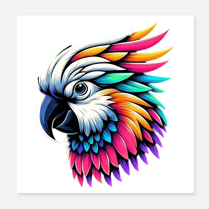 Perroquet cacatoès avec crête Poster 20 x 20 cm