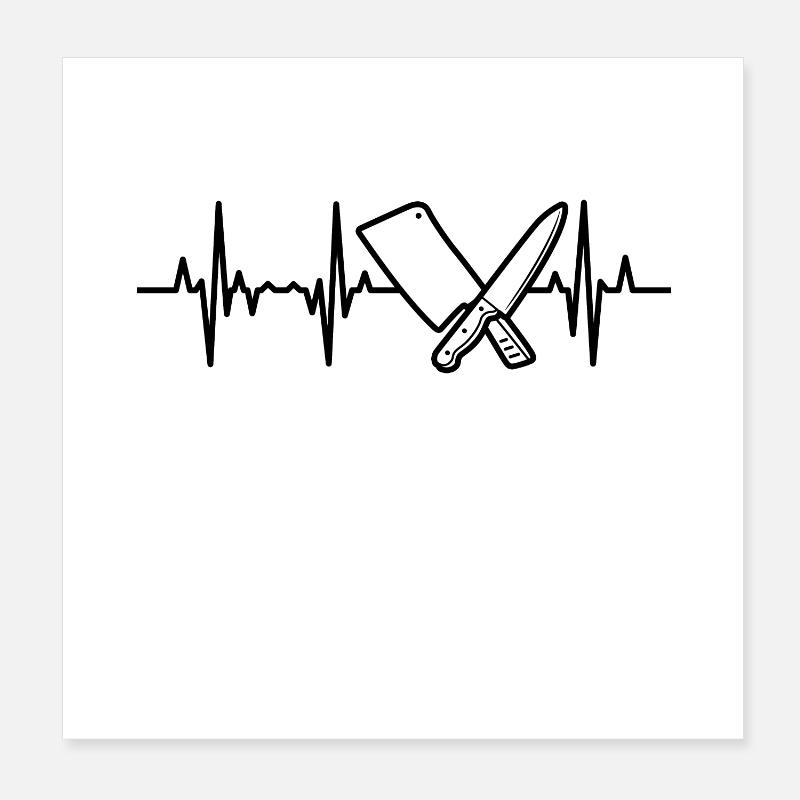 Messer Hackbeil Herzlinie Poster 20x20 cm