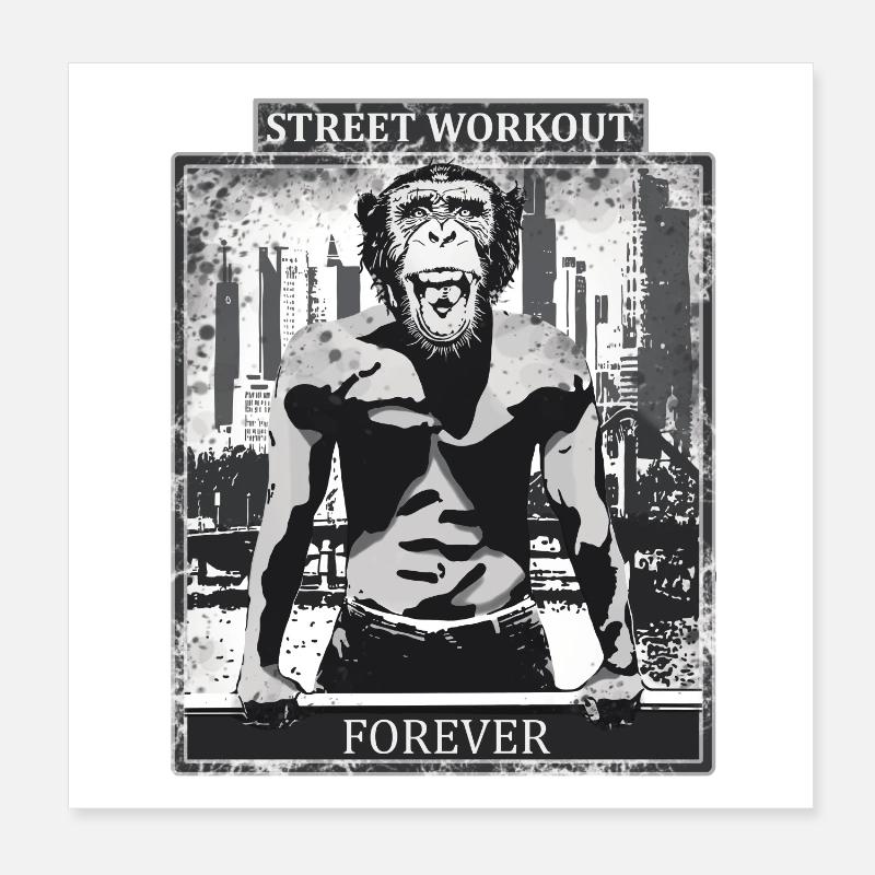 Street Workout Monkey Design Poster 20 x 20 cm