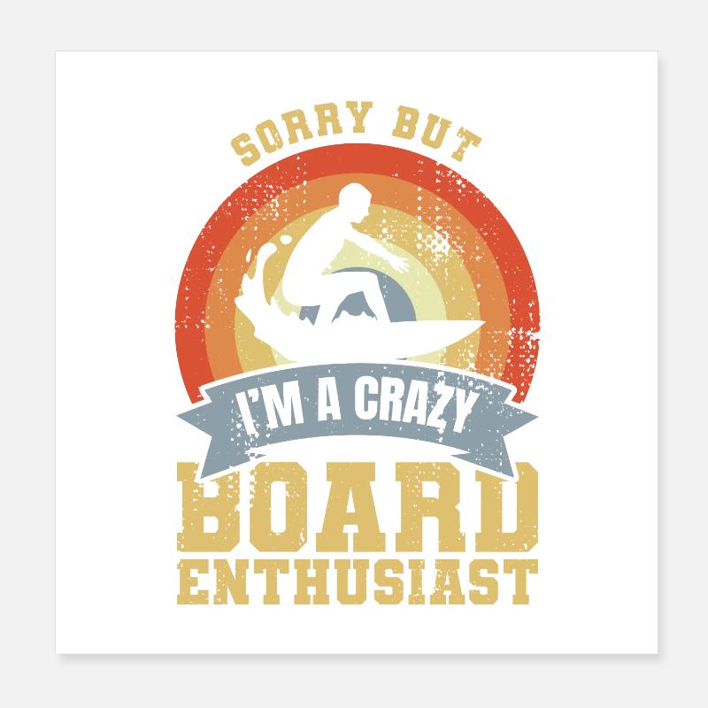 Crazy Surfer Poster 8" x 8" (20x20 cm)