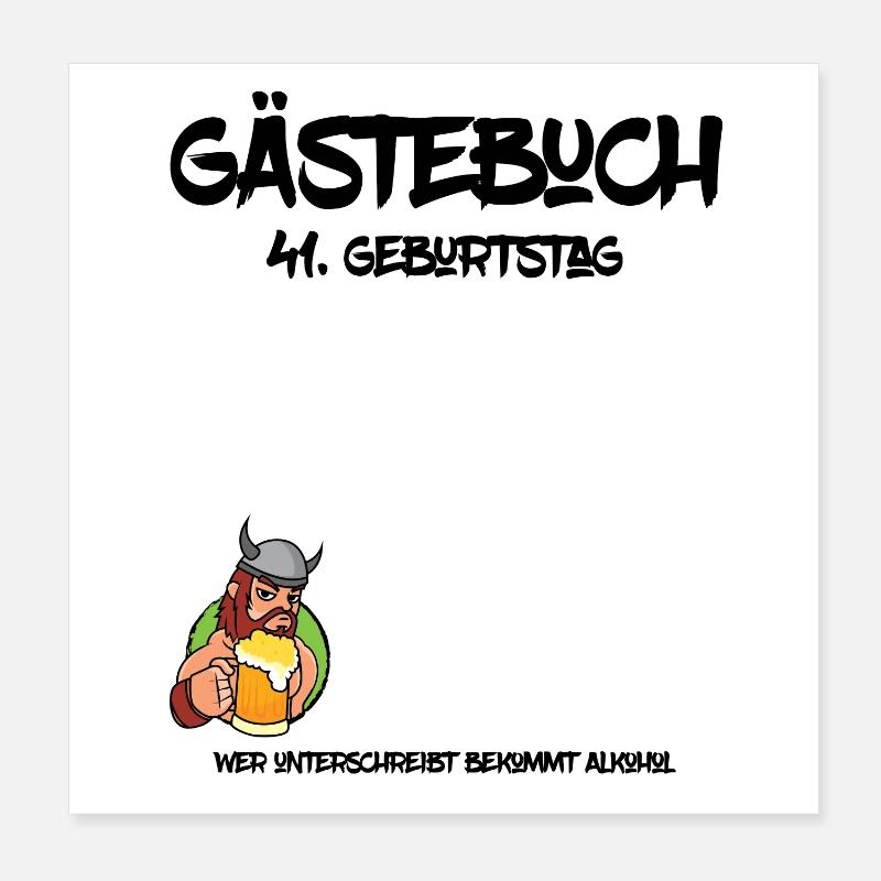 41. Geburtstag | Gästebuch Design Poster 20x20 cm
