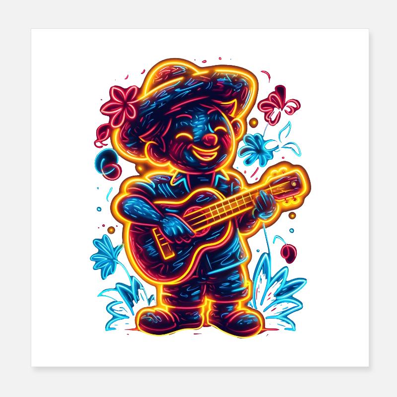 Ukulele Retrowave Poster 20x20 cm