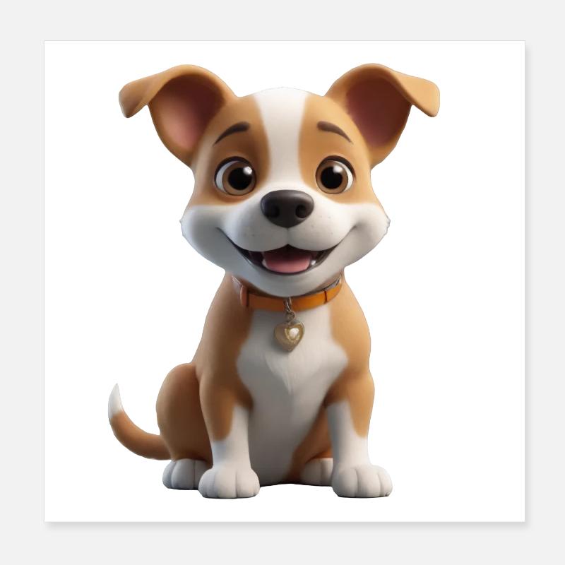 Chiot mignon avec cœur Poster 20 x 20 cm