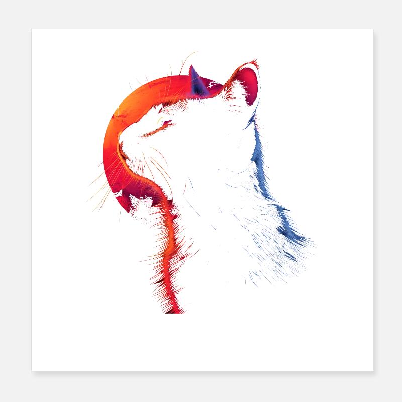 Chat Look rétro Poster 20 x 20 cm