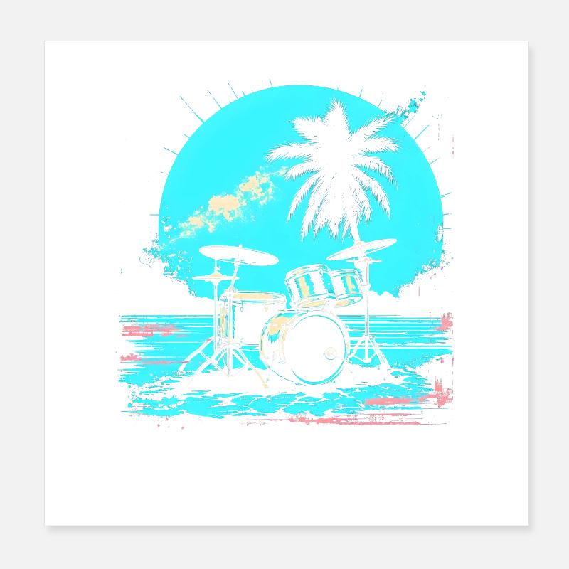 Retro Drums Poster 8" x 8" (20x20 cm)