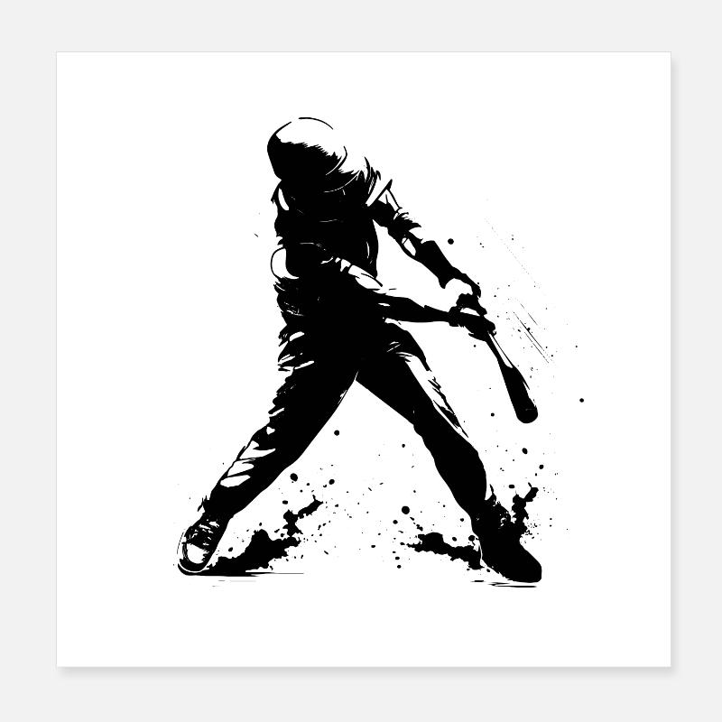 Funny baseball player Poster 8" x 8" (20x20 cm)