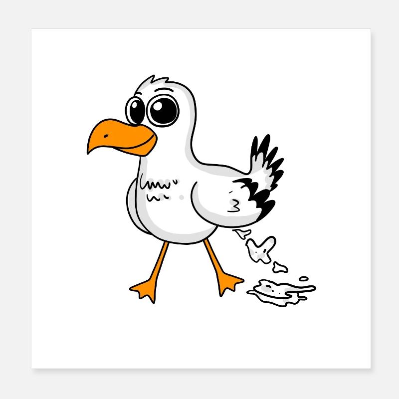Mouette Motif Drôle Poster 20 x 20 cm