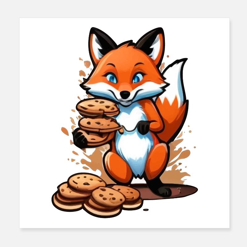Biscuits et renards | Renard et chocolat Poster 20 x 20 cm