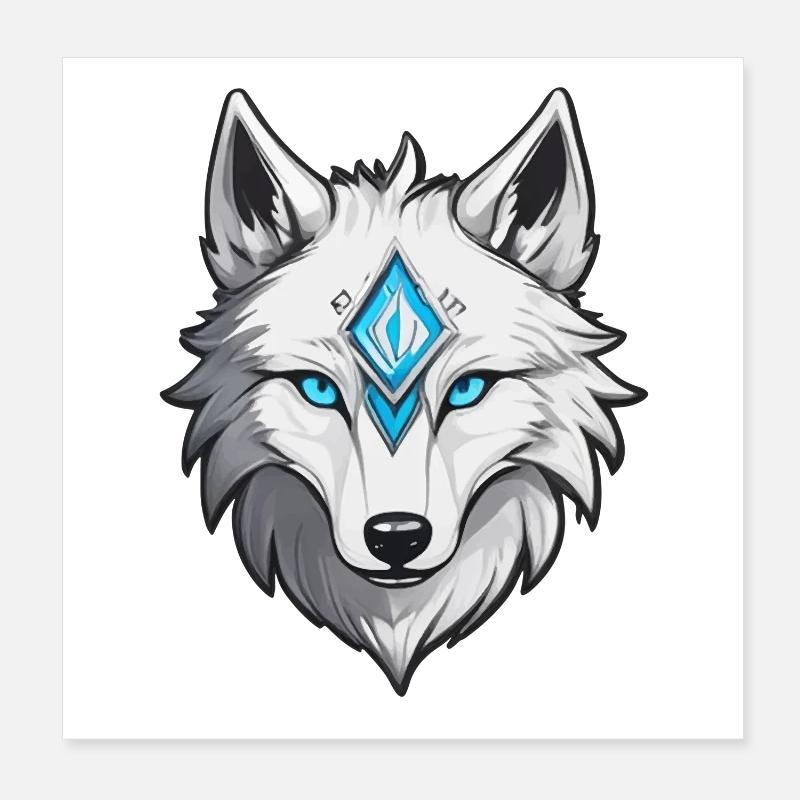 Weißer Wolf Poster 20x20 cm