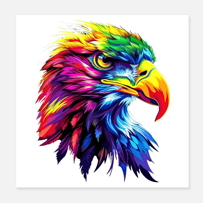 Aigle Pop Art Couleurs vives Aigle royal Pygargue à queue blanche Poster 20 x 20 cm