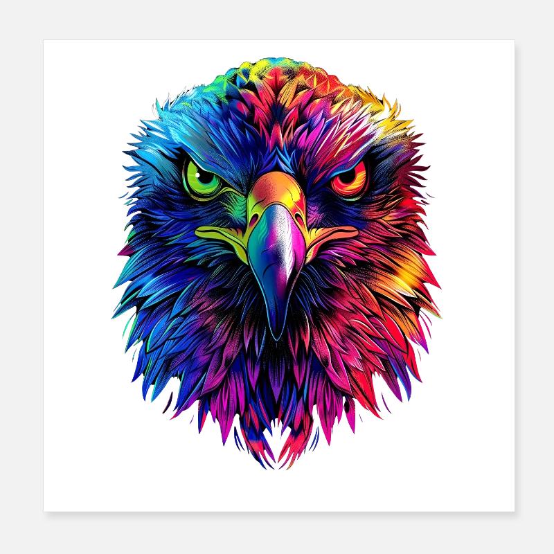Aigle Pop Art Couleurs vives Aigle royal Pygargue à queue blanche Poster 20 x 20 cm