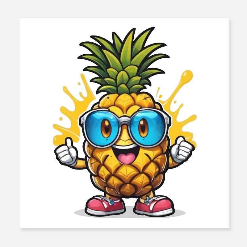 Funny pineapple with glasses Poster 8" x 8" (20x20 cm)