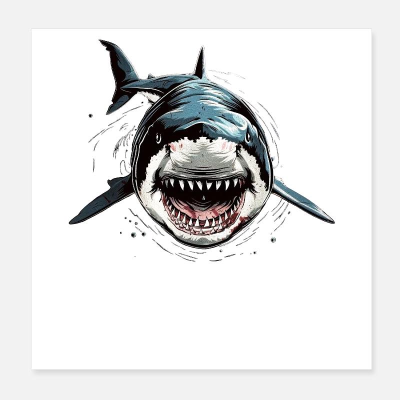 Requin Requin Requin Tigre Requin Requin Gris Grand Requin Blanc Poster 20 x 20 cm