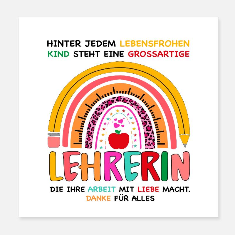 Lehrerin Spruch Geschenke Lehrerinnen Abschied Poster 20x20 cm