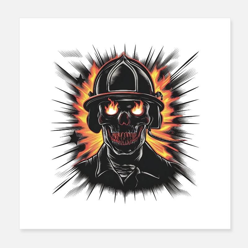Pompier zombie Poster 20 x 20 cm