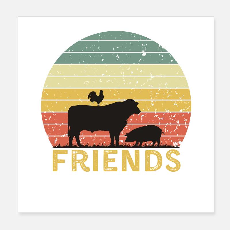 Bauernhoftier Freundschaft Design Poster 20x20 cm