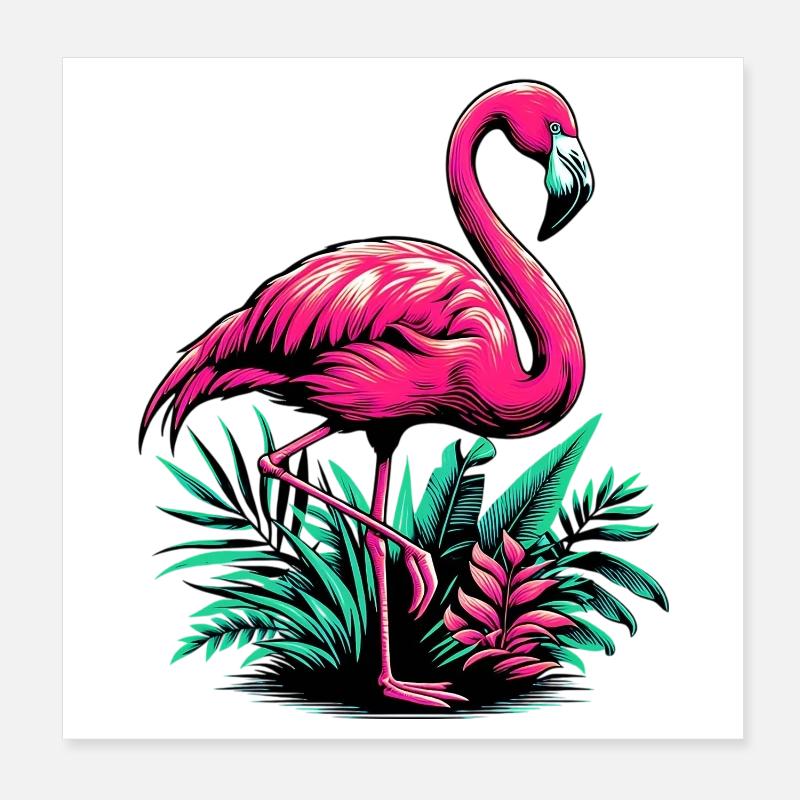 Flamant Poster 20 x 20 cm
