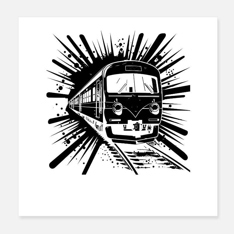 Chemin de fer de dessin animé Poster 20 x 20 cm