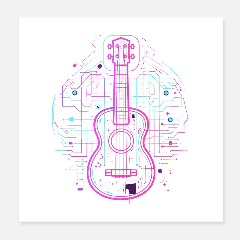 Ukulele Sketch Retro Poster 8" x 8" (20x20 cm)