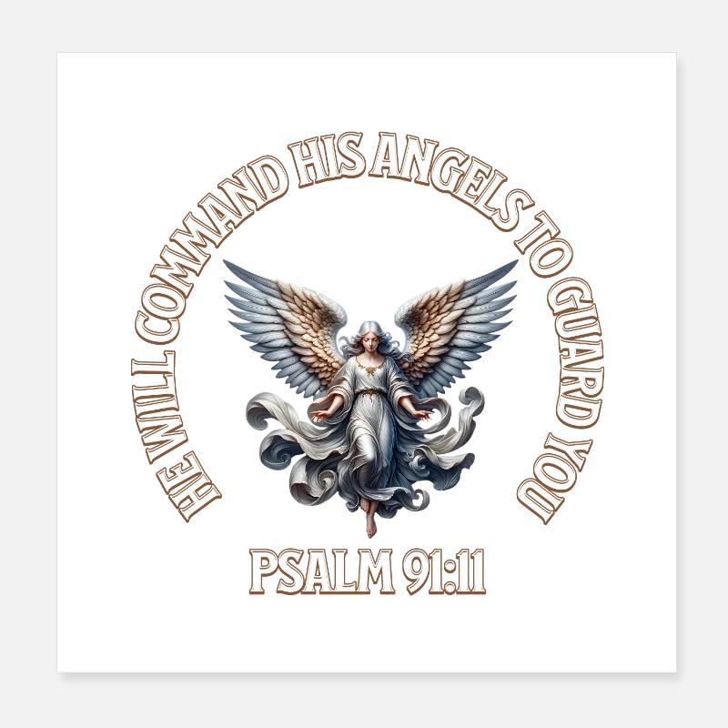 Himmlischer Engel Psalm 91:11 Design Poster 20x20 cm
