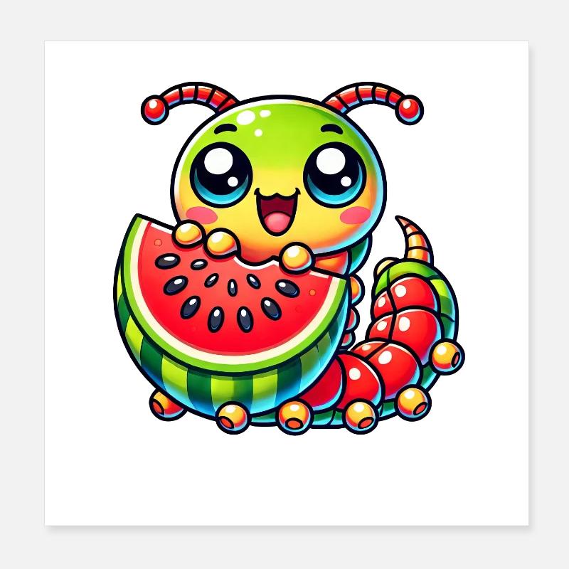Centipede Melon Summer Fruit Watermelon Poster 8" x 8" (20x20 cm)