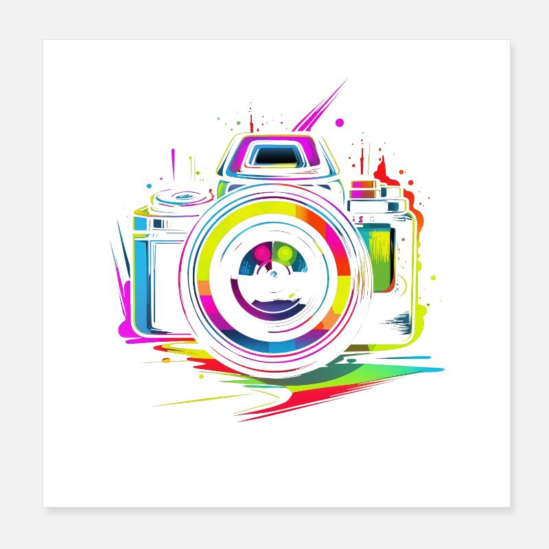 Photography Camera Retrowave Poster 8" x 8" (20x20 cm)
