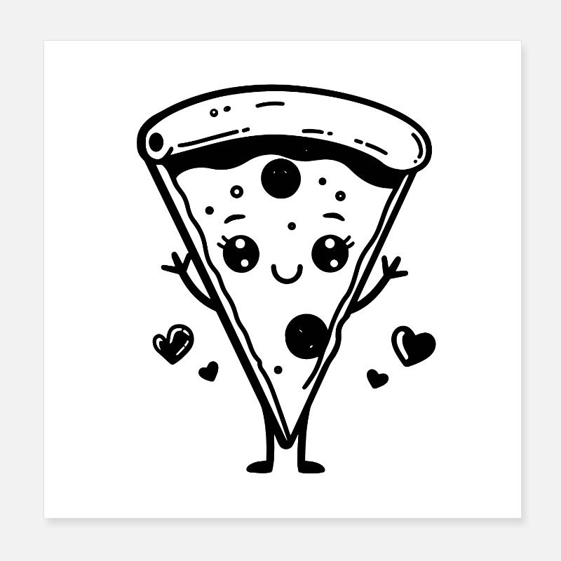 Pizza Karikatur Poster 20x20 cm