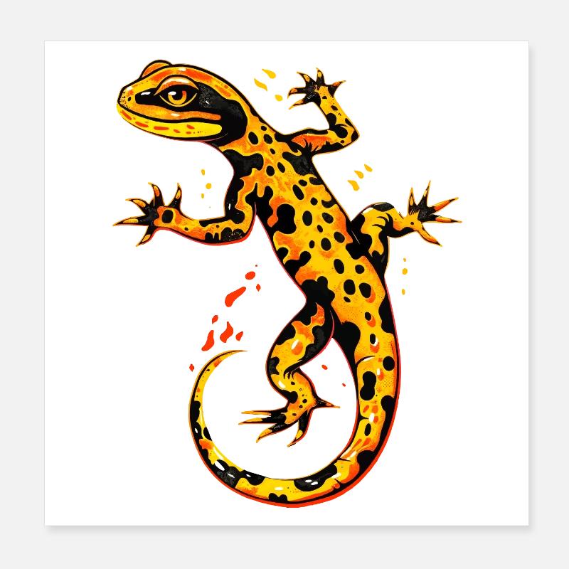 Salamander Molch Schwanzlurch Feuersalamander Poster 20x20 cm
