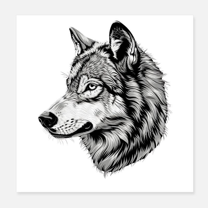 Loup Motif Loups Wolf Pack Gris Wolfhound Wolf Poster 20 x 20 cm