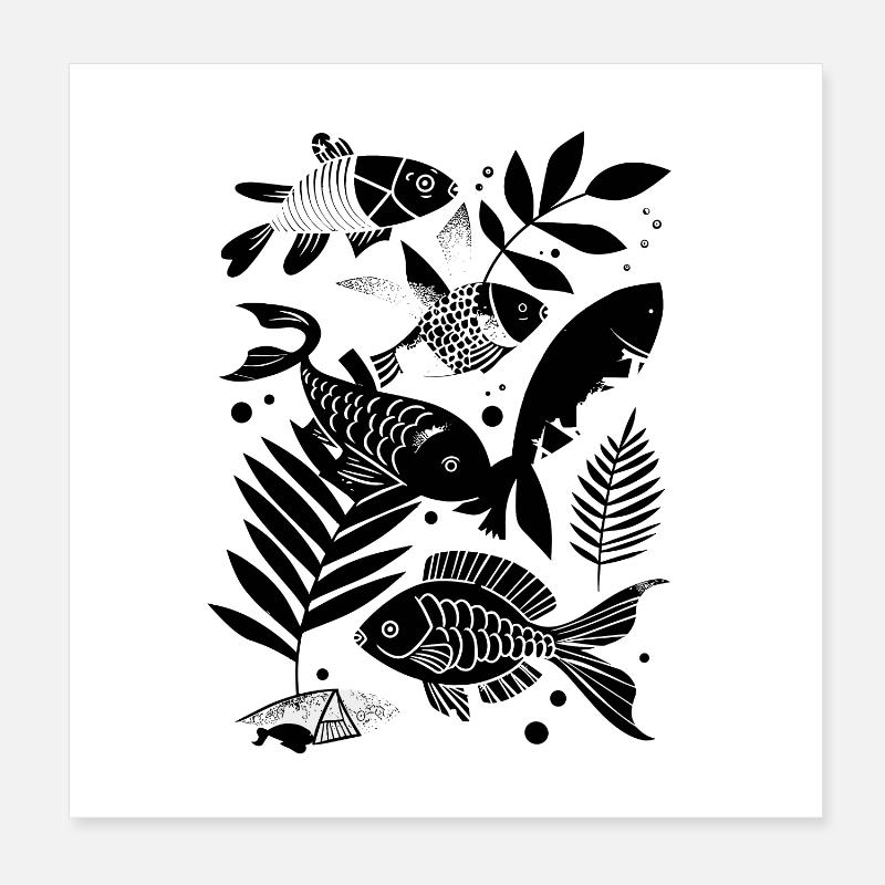 Fishing Comic Poster 8" x 8" (20x20 cm)