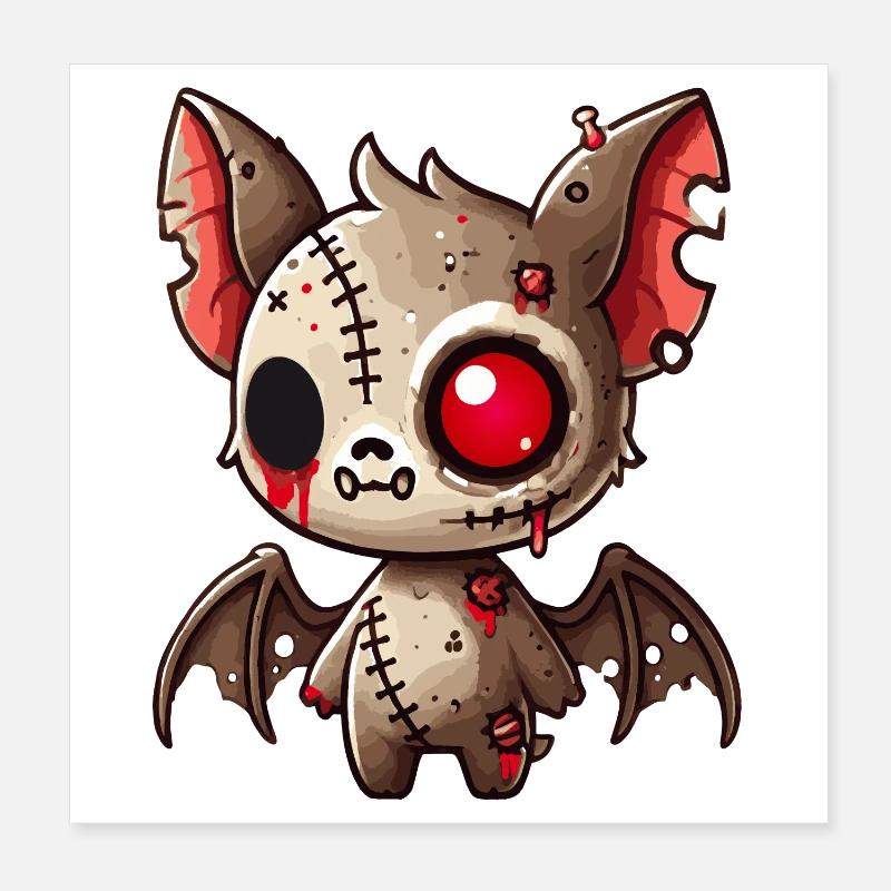Chauve-souris zombie effrayante pour s’amuser à Halloween Poster 20 x 20 cm