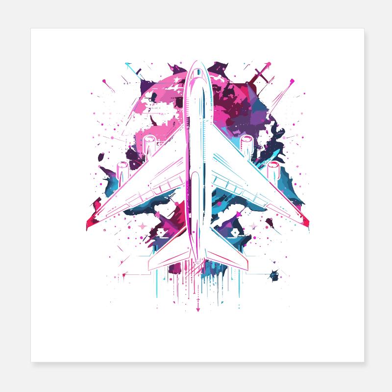Airplane Steampunk Poster 8" x 8" (20x20 cm)