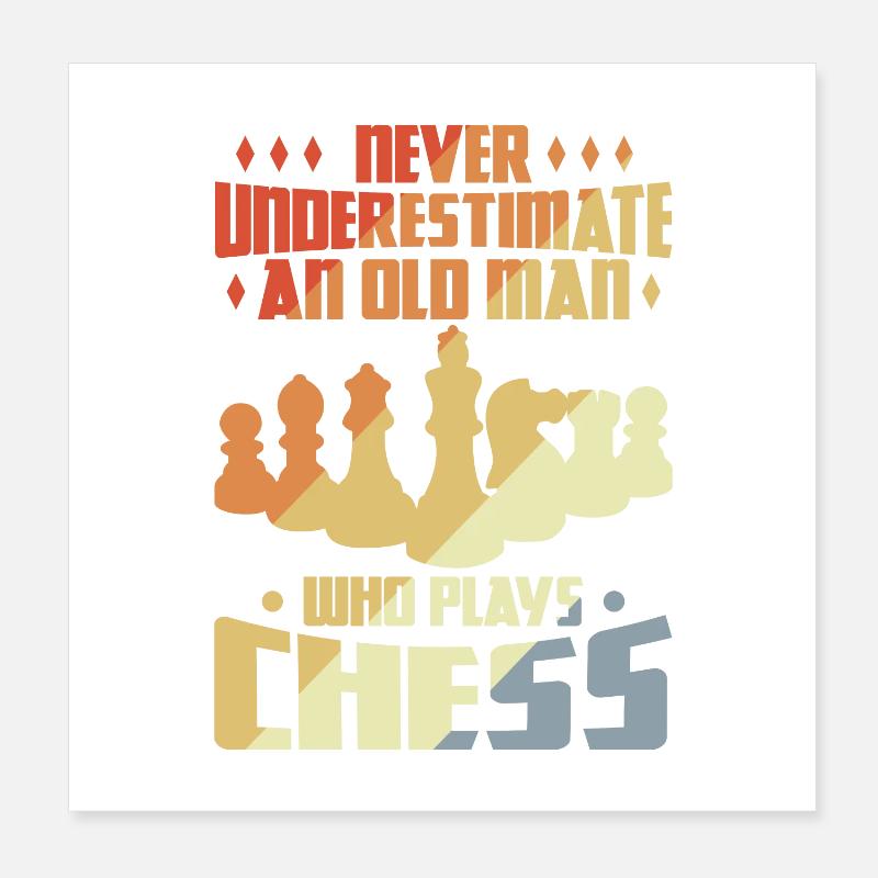Schach Opa Poster 20x20 cm