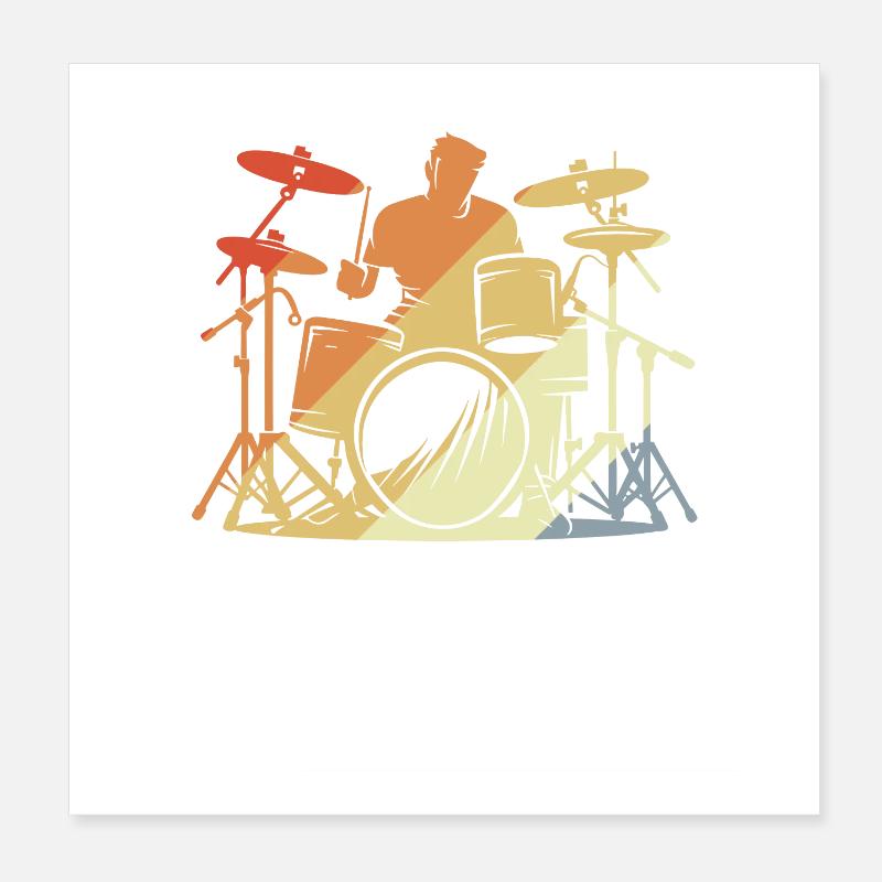 Batteur Style Rétro Poster 20 x 20 cm