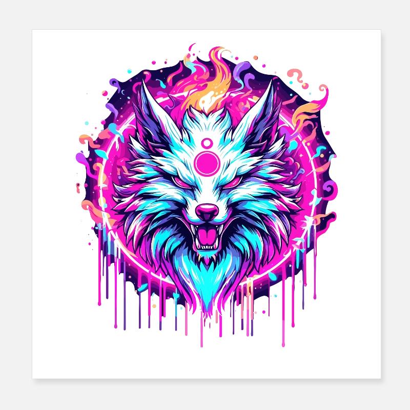 Psychedelic Fox Poster 8" x 8" (20x20 cm)