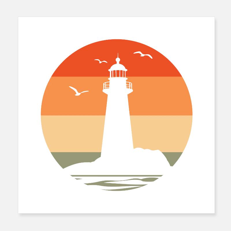 Phare au coucher du soleil Poster 20 x 20 cm