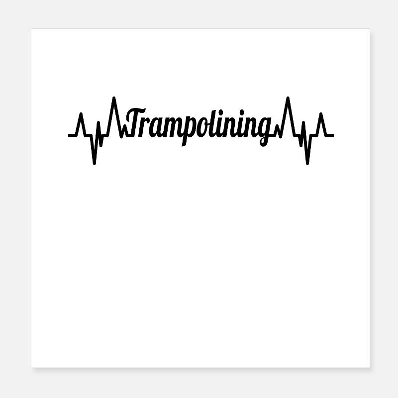 Trampolinspringen EKG Herzlinie Poster 20x20 cm