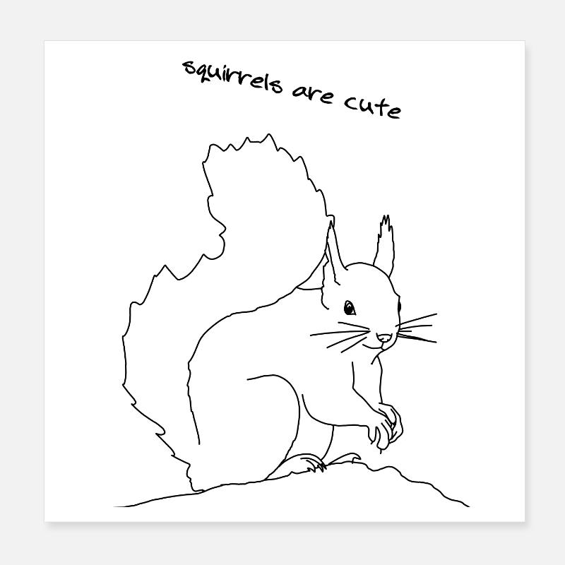 Écureuil mignon, lineart Poster 20 x 20 cm