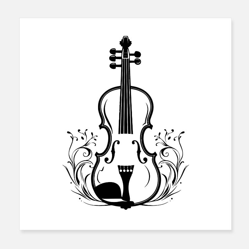 Dessin de violon Poster 20 x 20 cm