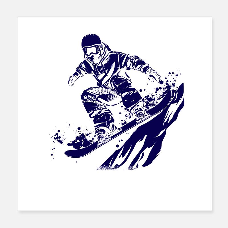 Snowboarder Sketch Poster 8" x 8" (20x20 cm)