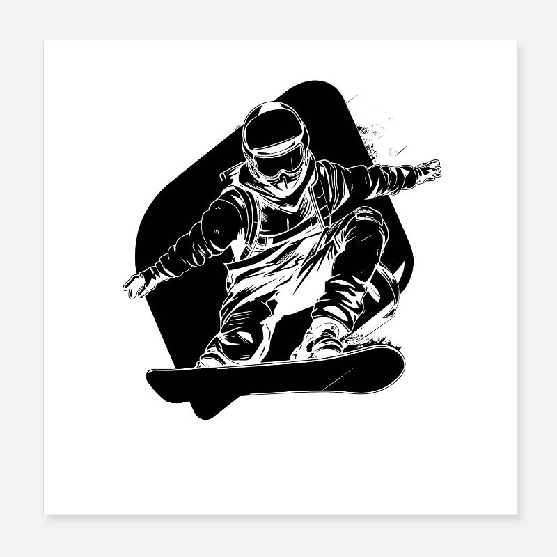 Dessin de snowboarder Poster 20 x 20 cm