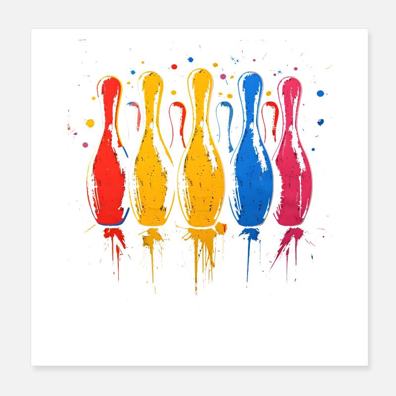 Bowling Éclaboussures de couleurs Poster 20 x 20 cm
