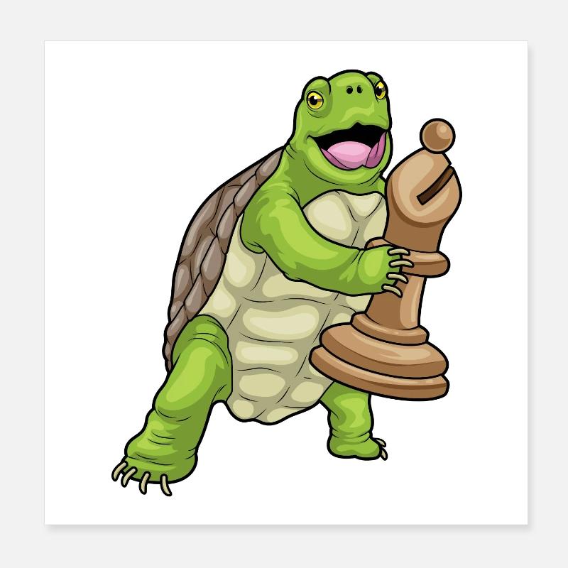 Tortue Pièce d’échecs Bishop Chess Poster 20 x 20 cm